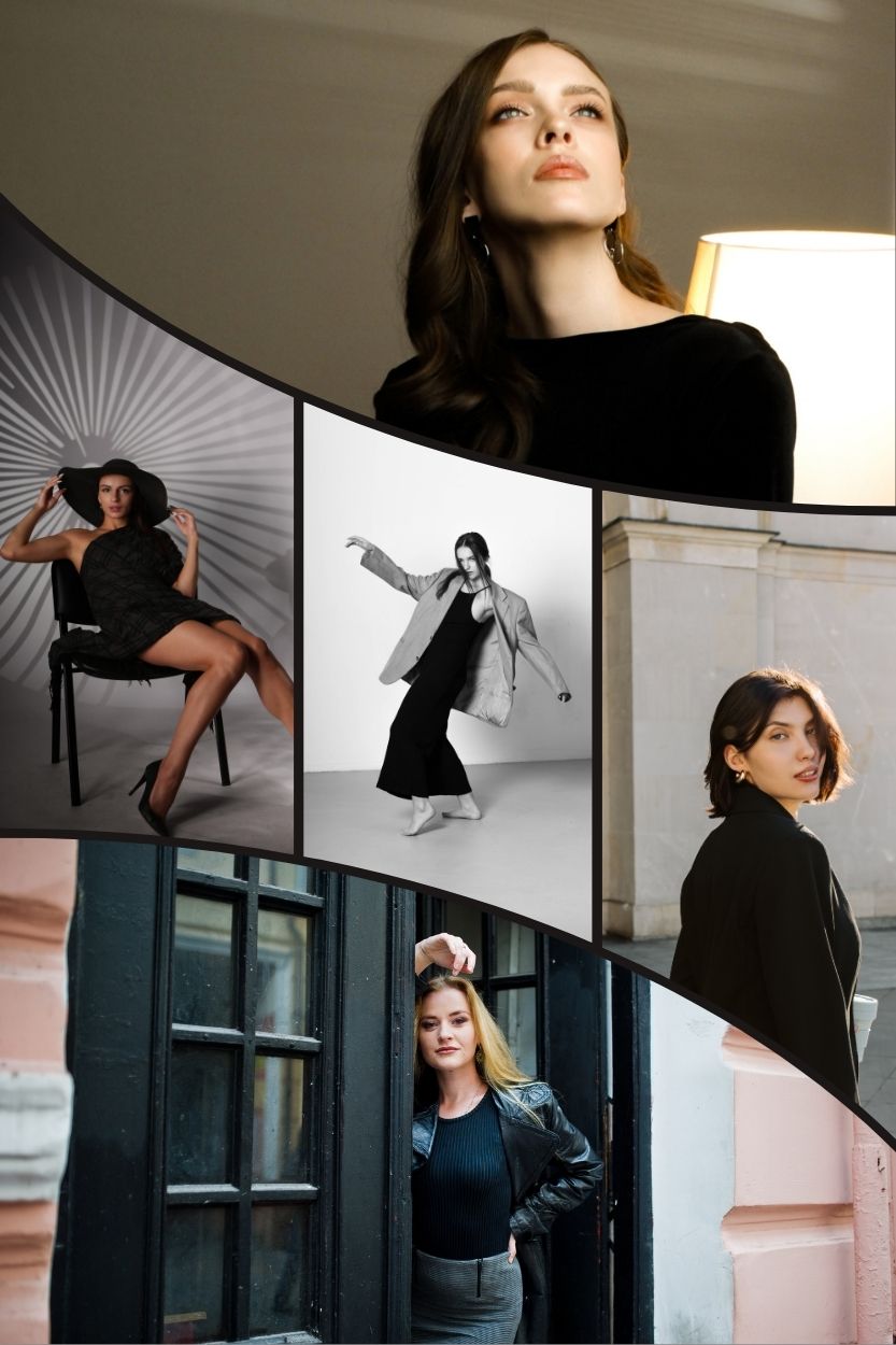 black modern fashion girl photo collage